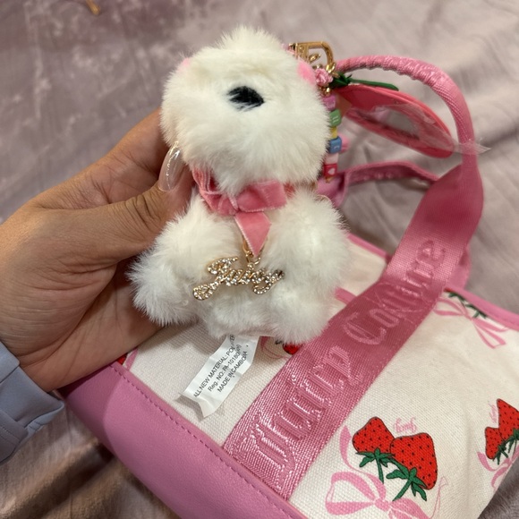Juicy Couture Pink Strawberry Tote Bag with Plush Charms - Picture 2 of 7